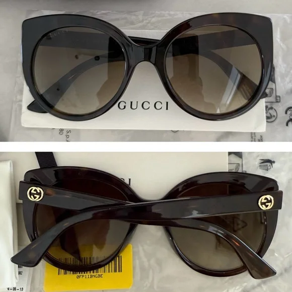 GUCCI CLASSIC AND TIMELESS HAVANA FRAMES WITH “GG” GOLD LOGO ON TEMPLES SUNNIES